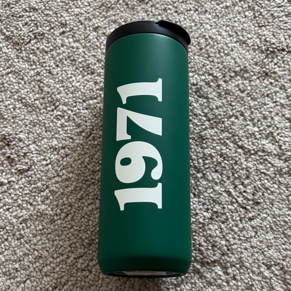 Starbucks nwt Green Tumbler with 1971 Print